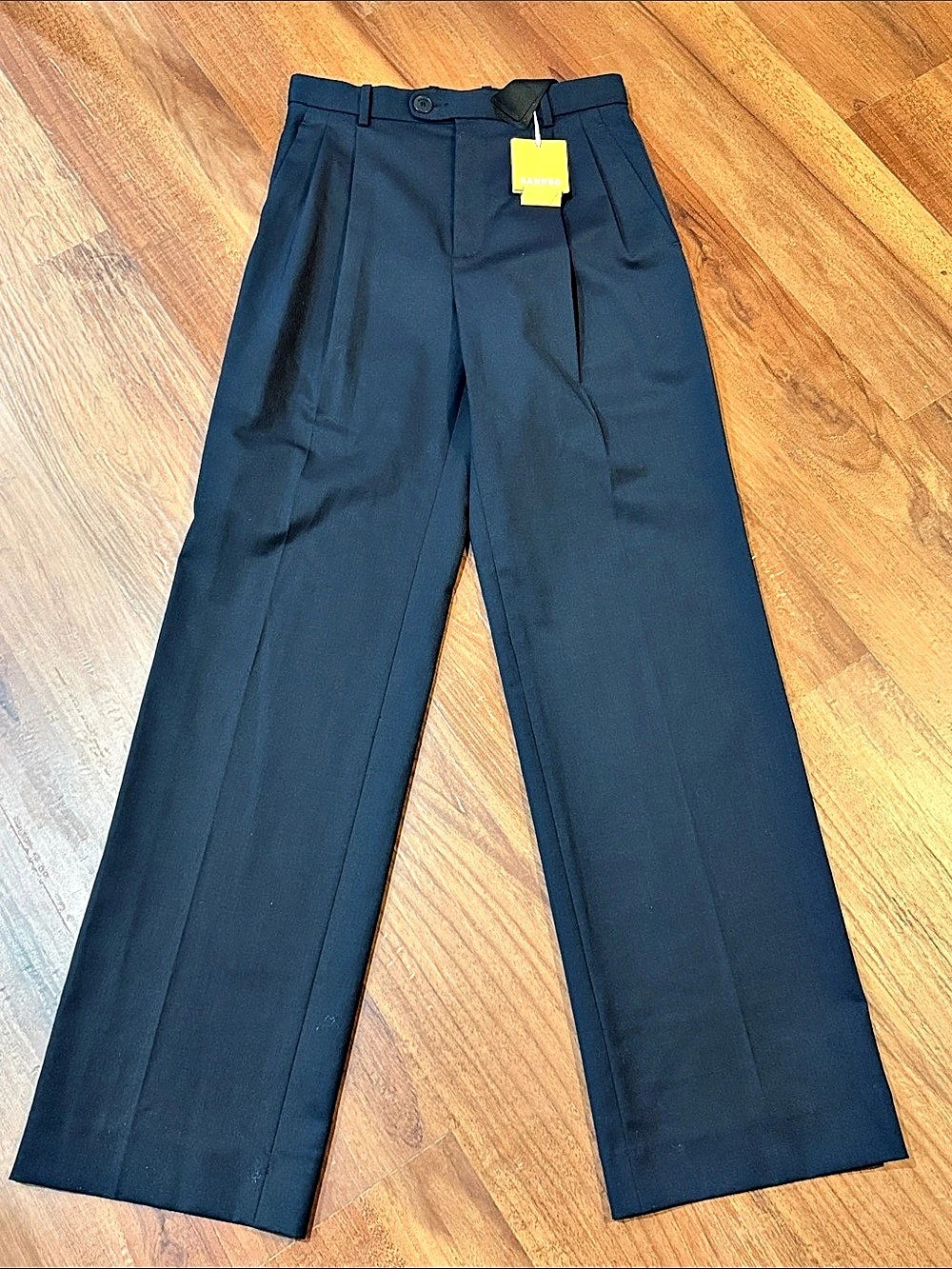 Sandro Pleated Wide-Leg Trousers Black Size 34